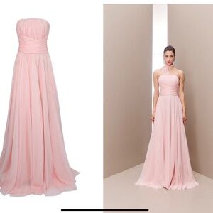 Brand New with tags (NWT) Joanna Andraos Powder Pink Corset Draped Gown !